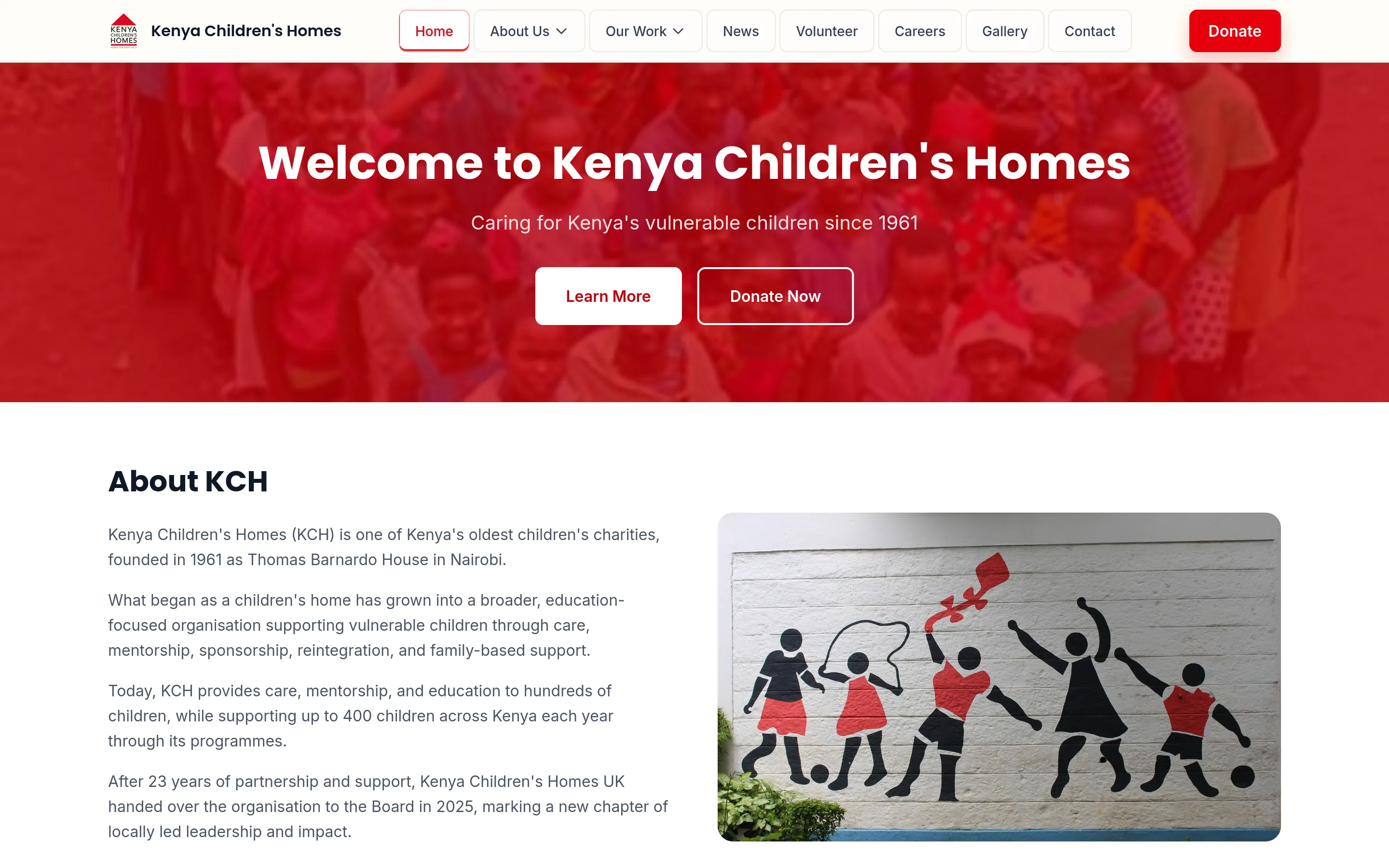 The Kenya Children's Homes website, designed and built by PlainSight