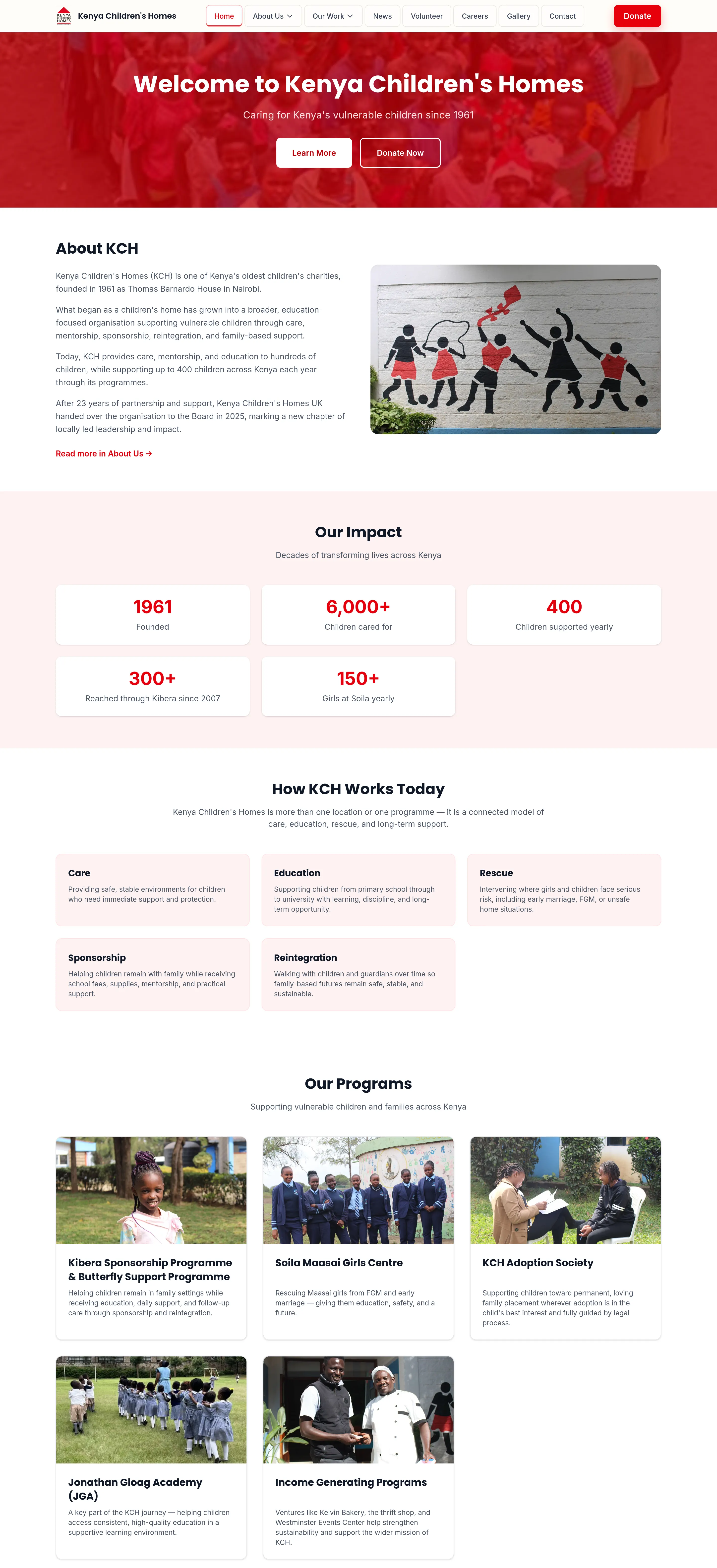 The Kenya Children's Homes homepage