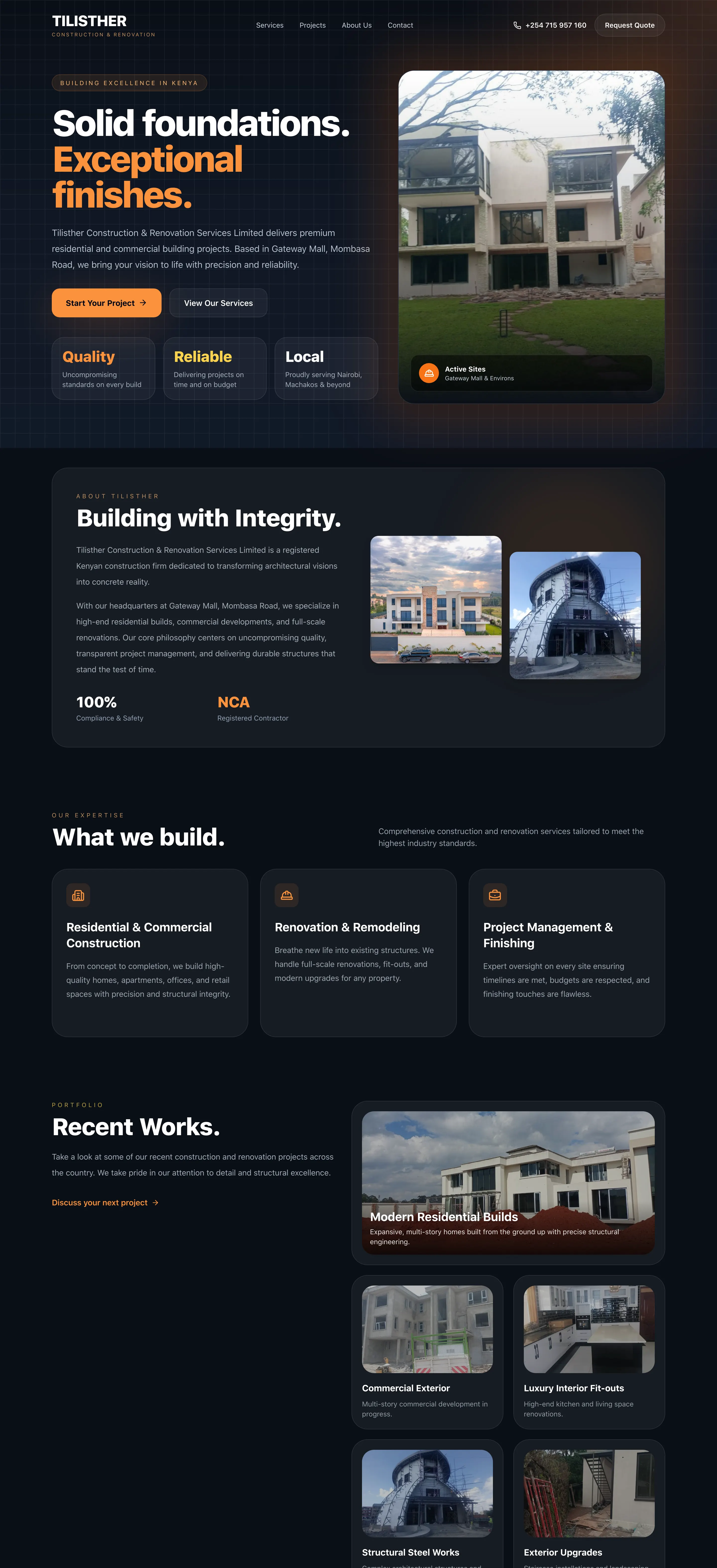 The Tilisther Construction homepage